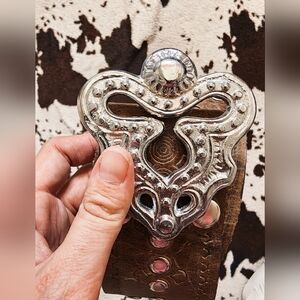 *FLAWED* "ALDO" WOMEN'S Y2K WIDE BELT - GUNMETAL SILVER